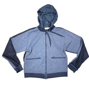 Stella McCartney x Adidas Mesh Knit Windbreaker Jacket Navy Full Zip Women's M